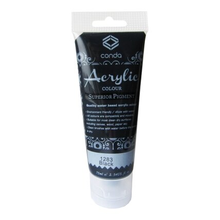 Akriliniai dažai 75 ml 1283, juoda Akriliniai dažai 75 ml 1283, juoda