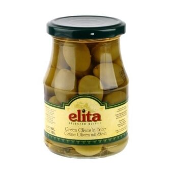 Alyvuogės ELITA, žaliosios, su kauliukais, L dydis, 370 g/ 190 g
