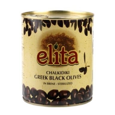 Alyvuogės ELITA juodosios, be kauliukų, L dydis, 850 g/ 400 g