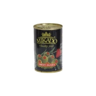 Alyvuogės MIKADO, įdarytos su paprika, M dydis, 300/120 g