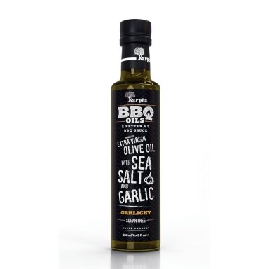 Alyvuogių aliejus KARPEA, BBQ, extra virgin, su rūkyta jūros druska, česnaku 250 ml