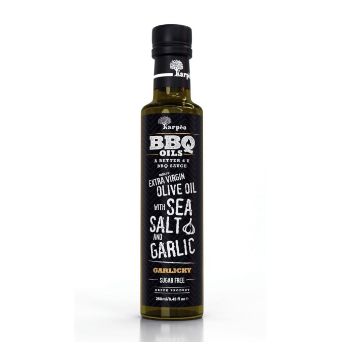 Alyvuogių aliejus KARPEA, BBQ, extra virgin, su rūkyta jūros druska, česnaku 250 ml