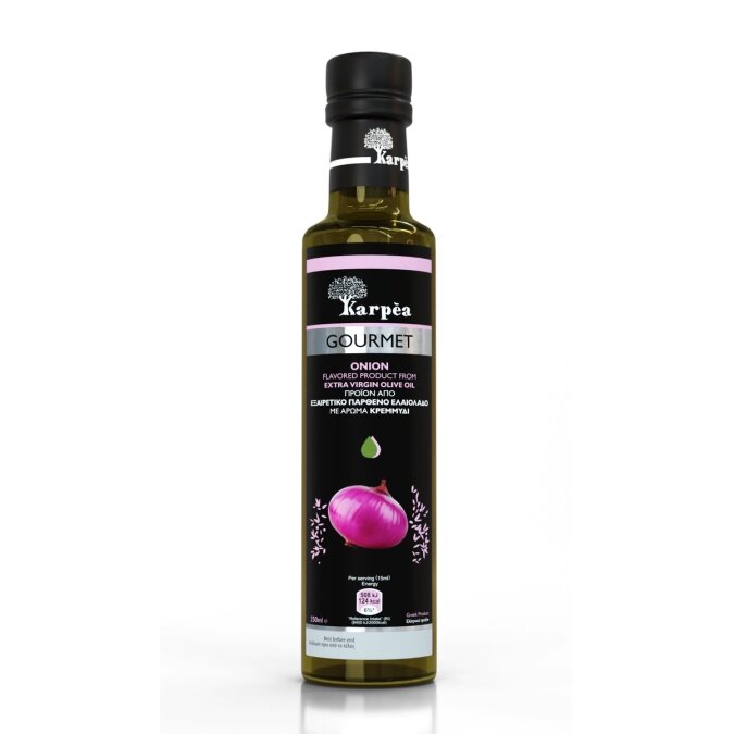 Alyvuogių aliejus KARPEA, Gourmet, extra virgin, svogūnų skonio, 250 ml Alyvuogių aliejus KARPEA, Gourmet, extra virgin, svogūnų skonio, 250 ml