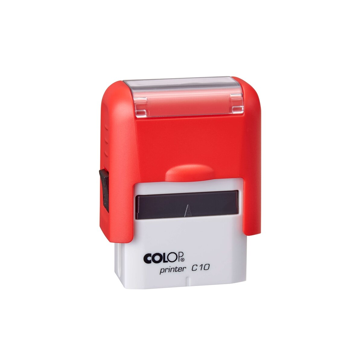 Antspaudas COLOP Printer C10, raudonas korpusas, mėlyna pagalvėlė Antspaudas COLOP Printer C10, raudonas korpusas, mėlyna pagalvėlė