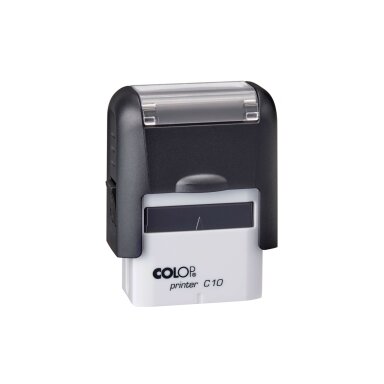 Antspaudas COLOP Printer C10, juodas korpusas, raudona pagalvėlė Antspaudas COLOP Printer C10, juodas korpusas, raudona pagalvėlė