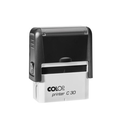 Antspaudas COLOP Printer C30, juodas korpusas, mėlyna pagalvėle