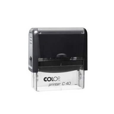 Antspaudas COLOP Printer C40, juodas korpusas, juoda pagalvėlė