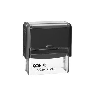 Antspaudas COLOP Printer C50, juodas korpusas, bespalvė pagalvėlė