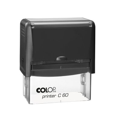 Antspaudas COLOP Printer C60, juodas korpusas, mėlyna pagavėlė Antspaudas COLOP Printer C60, juodas korpusas, mėlyna pagavėlė