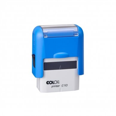Antspaudas COLOP Printer C10, mėlynai baltas korpusas, bespalvė pagalvėlė 1