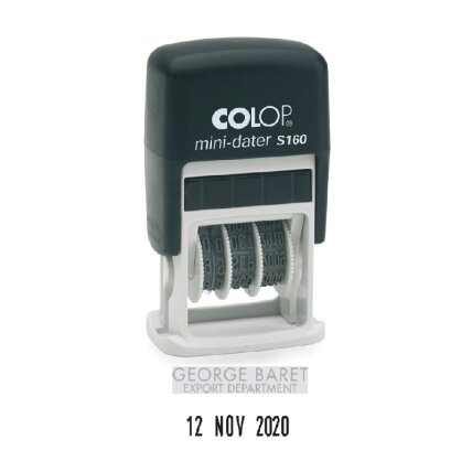 Antspaudas COLOP Mini Dater S160 EN, su bespalve pagalvėle Antspaudas COLOP Mini Dater S160 EN, su bespalve pagalvėle