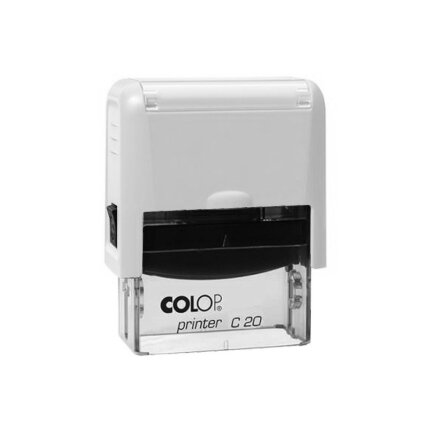 Antspaudas COLOP Printer C20, baltas/skaidrus korpusas, mėlyna pagalvėlė Antspaudas COLOP Printer C20, baltas/skaidrus korpusas, mėlyna pagalvėlė