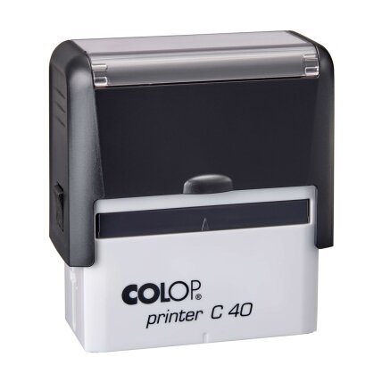 Antspaudas COLOP Printer C40, juodas korpusas, bespalvė pagalvėlė 1 Antspaudas COLOP Printer C40, juodas korpusas, bespalvė pagalvėlė 1