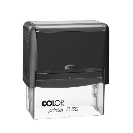 Antspaudas COLOP Printer C60, juodas korpusas, mėlyna pagavėlė Antspaudas COLOP Printer C60, juodas korpusas, mėlyna pagavėlė