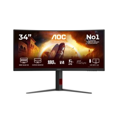 AOC G4 CU34G4/69, 86.4 cm (34"), 3440 x 1440 pixels, 1 ms, Black, Red AOC G4 CU34G4/69, 86.4 cm (34"), 3440 x 1440 pixels, 1 ms, Black, Red