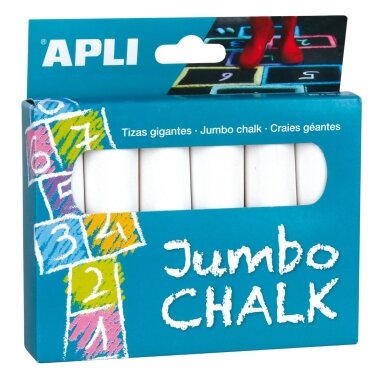 APLI Kids milžiniškos kreidos, 6 vnt. (baltos)