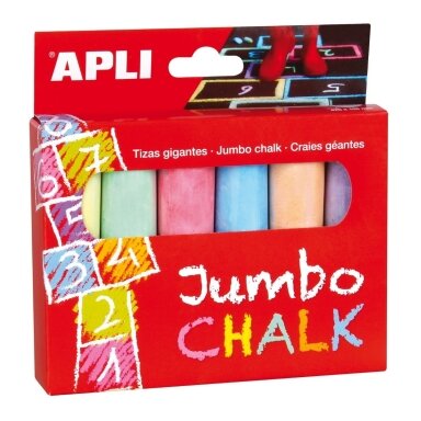 APLI Kids milžiniškos kreidos, 6 vnt. (spalvotos)