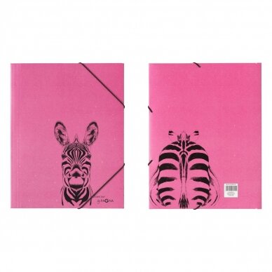 Aplankas dokumentams, sąsiuviniams PAGNA Zebra, A4, su gumele, rožinis 1