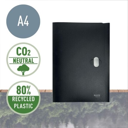 Aplankas dokumentams Leitz Recycle, A4, PP, 3 atvartai, juoodos sp. 1 Aplankas dokumentams Leitz Recycle, A4, PP, 3 atvartai, juoodos sp. 1