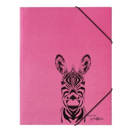 Aplankas dokumentams, sąsiuviniams PAGNA Zebra, A4, su gumele, rožinis Aplankas dokumentams, sąsiuviniams PAGNA Zebra, A4, su gumele, rožinis