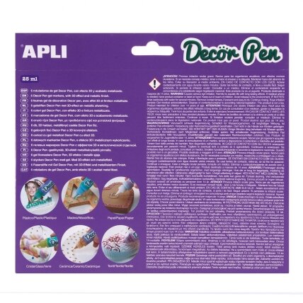 APLI 3D efektą suteikiantys metalizuoti markeriai „Decorpen“ (6 vnt.) 2 APLI 3D efektą suteikiantys metalizuoti markeriai „Decorpen“ (6 vnt.) 2