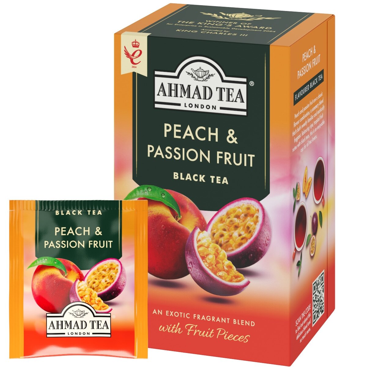 Arbata AHMAD ASLU FRUIT PEACH & PASSION, vokeliuose, 20 vnt. po 2 g Arbata AHMAD ASLU FRUIT PEACH & PASSION, vokeliuose, 20 vnt. po 2 g