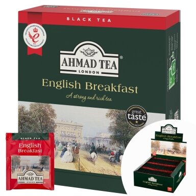Arbata AHMAD Alu ENGLISH Breakfast, 100 x 2 g arbatos pakelių.