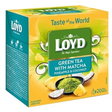 Arbata LOYD Green Matcha&Pineapple, Coconut 20 x 1,5g Arbata LOYD Green Matcha&Pineapple, Coconut 20 x 1,5g