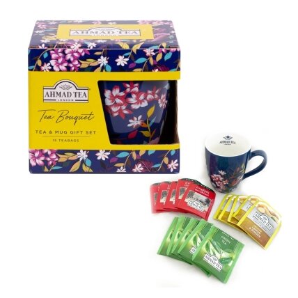 Arbatos rinkinys Ahmad, Tea Bouqet su puodeliu, dėžutėje, 15vnt Arbatos rinkinys Ahmad, Tea Bouqet su puodeliu, dėžutėje, 15vnt