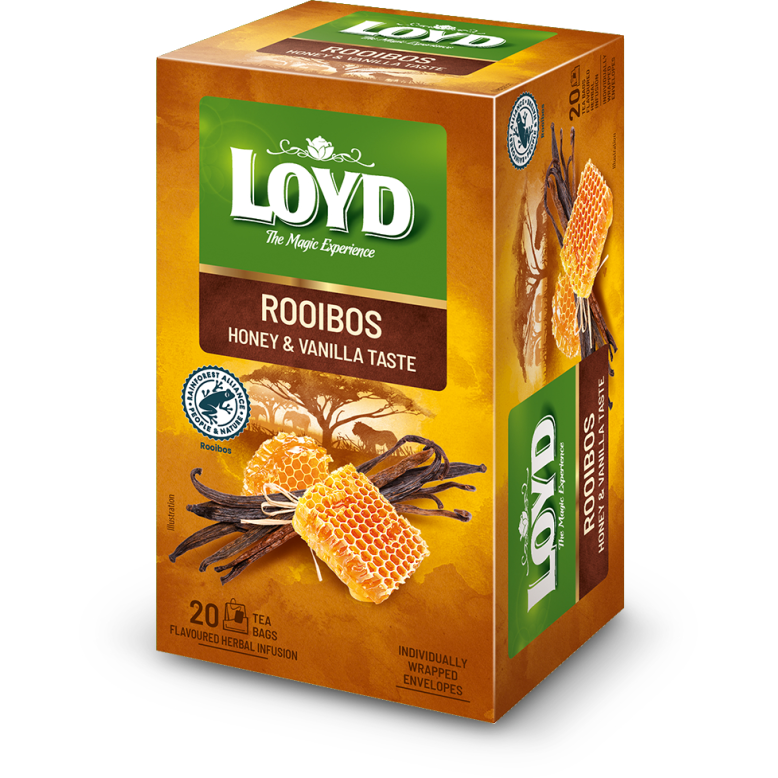 Aromatizuota raudonoji arbata LOYD, medaus ir vanilės skonio, 20 x 2g