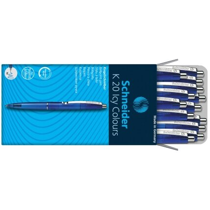 Automatinis tušinukas SCHNEIDER K20 ICY COLOURS, 1,0 mm., mėlynas tušas 2 Automatinis tušinukas SCHNEIDER K20 ICY COLOURS, 1,0 mm., mėlynas tušas 2