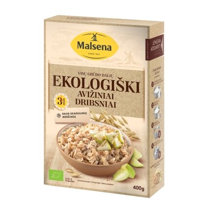Avižiniai dribsniai MALSENA, Ekologiški, 400g, LT-EKO-001 Avižiniai dribsniai MALSENA, Ekologiški, 400g, LT-EKO-001