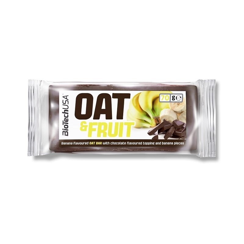Avižinis batonėlis BioTechUSA Oat Bar, šokoladinis, su bananais, 70 g