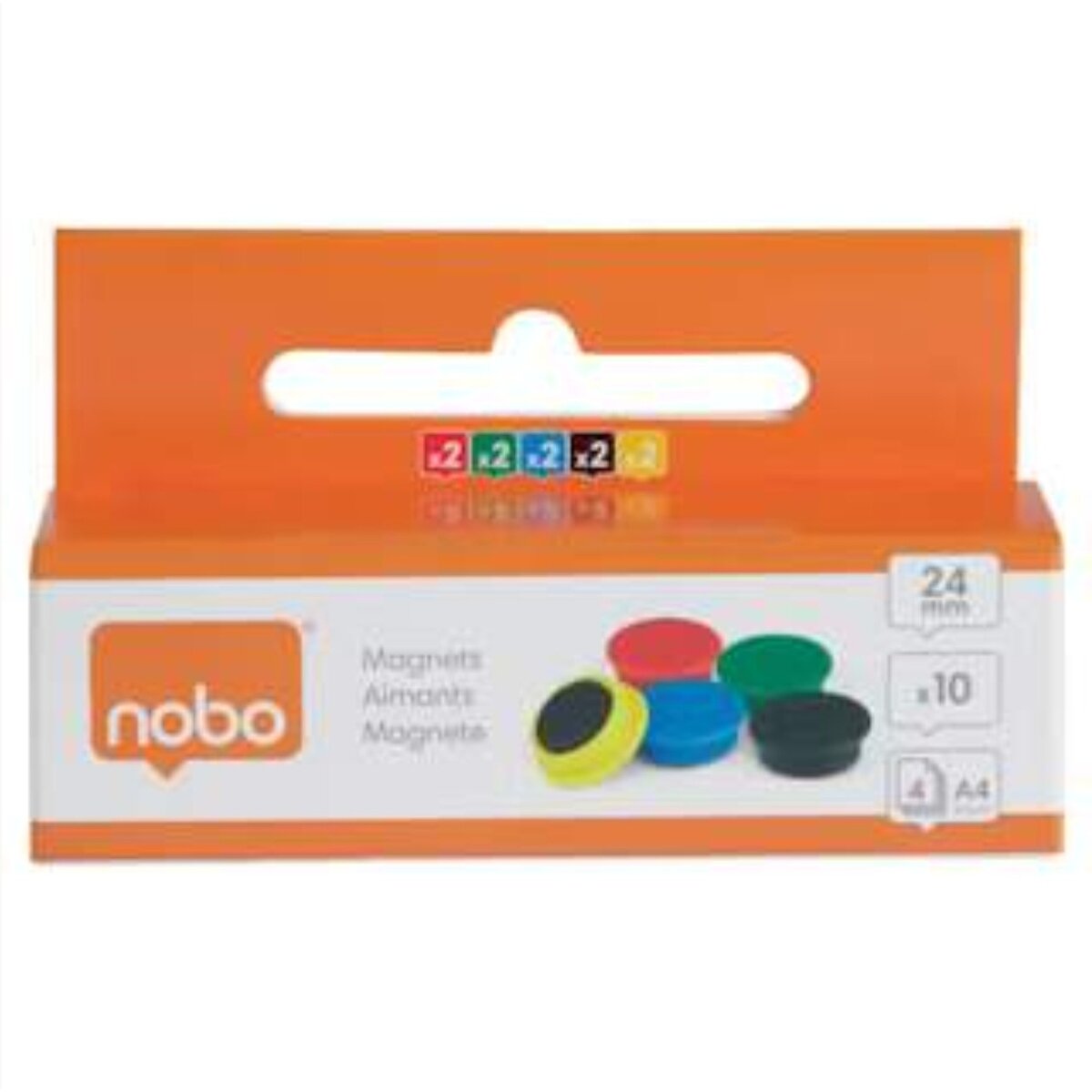 Baltosios lentos magnetai Nobo, 24mm, 10 vnt., įvairių spalvų 1 Baltosios lentos magnetai Nobo, 24mm, 10 vnt., įvairių spalvų 1
