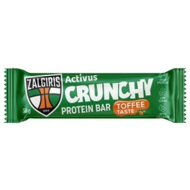 Baltyminis batonėlis ACTIVUS&ŽALGIRIS irisų skonio, glaistytas šokoladu, 50g. Baltyminis batonėlis ACTIVUS&ŽALGIRIS irisų skonio, glaistytas šokoladu, 50g.