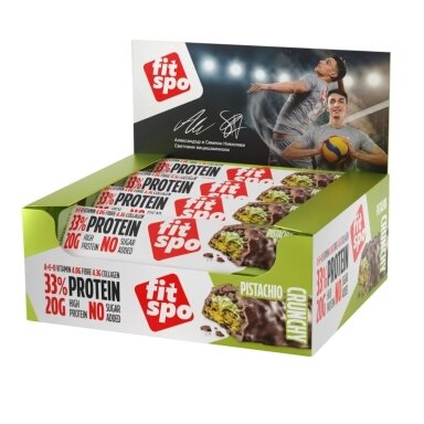 Baltyminis batonėlis FitSpo Crunchy Pistachio, pistacijų skonio, 60 g