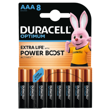 Baterijos DURACELL Optimum, AAA, 8 vnt. Baterijos DURACELL Optimum, AAA, 8 vnt.