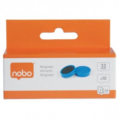 Baltosios lentos magnetai Nobo, 32mm, 10 vnt., mėlynos spalvos 8
