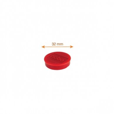 Baltosios lentos magnetai Nobo, 32mm, 10 vnt., raudonos spalvos 2