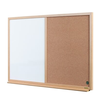 Baltoji magnetinė ir kamštinė lenta BI-OFFICE EARTH Combo 90x60, ąžuolo rėmas 1