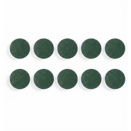 Baltosios lentos magnetai BI-OFFICE 30 mm, 10 vnt., ypač stiprūs, žalia sp.