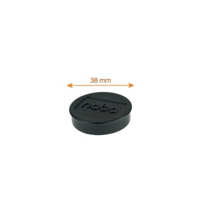 Baltosios lentos magnetai Nobo, 38mm, 10 vnt., juodos spalvos 1