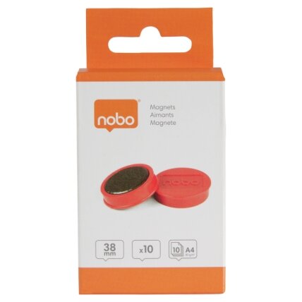 Baltosios lentos magnetai Nobo, 38mm, 10 vnt., raudonos spalvos 5 Baltosios lentos magnetai Nobo, 38mm, 10 vnt., raudonos spalvos 5