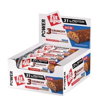 Baltyminis batonėlis FitSpo Power Triple Choco Crunchy, 50 g Baltyminis batonėlis FitSpo Power Triple Choco Crunchy, 50 g