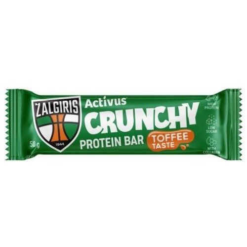 Baltyminis batonėlis ACTIVUS&ŽALGIRIS irisų skonio, glaistytas šokoladu, 50g.