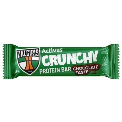 Baltyminis batonėlis ACTIVUS&ŽALGIRIS šokolado skonio, su įrisų skonio sluoksniu, 50g