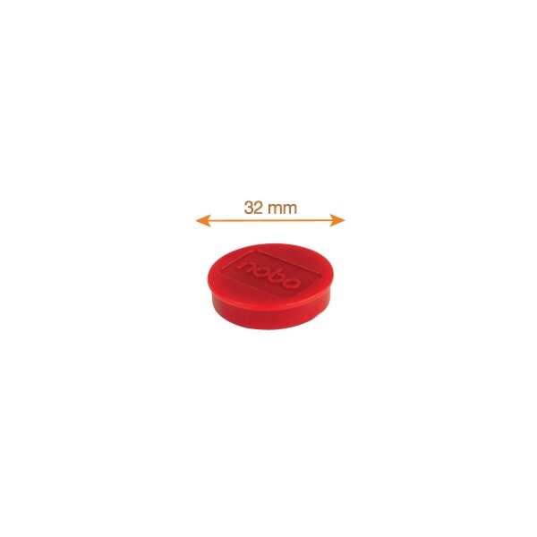 Baltosios lentos magnetai Nobo, 32mm, 10 vnt., raudonos spalvos 1 Baltosios lentos magnetai Nobo, 32mm, 10 vnt., raudonos spalvos 1