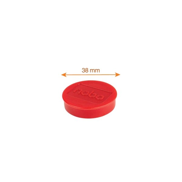 Baltosios lentos magnetai Nobo, 38mm, 10 vnt., raudonos spalvos 1 Baltosios lentos magnetai Nobo, 38mm, 10 vnt., raudonos spalvos 1