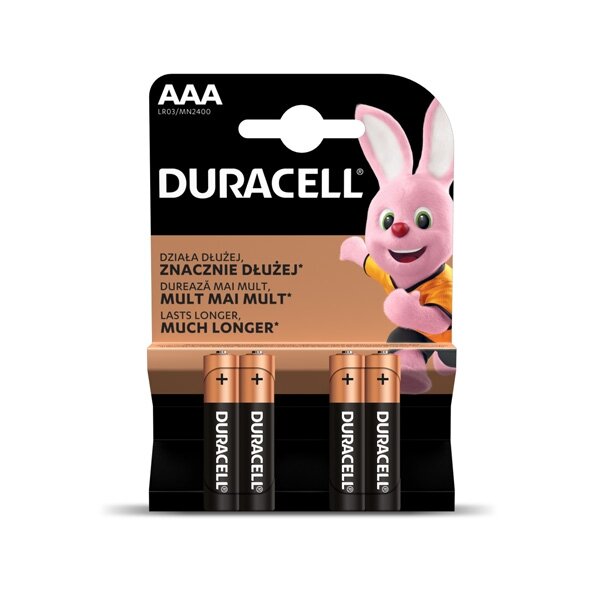 Baterijos DURACELL AAA, LR03, 4 vnt. Baterijos DURACELL AAA, LR03, 4 vnt.