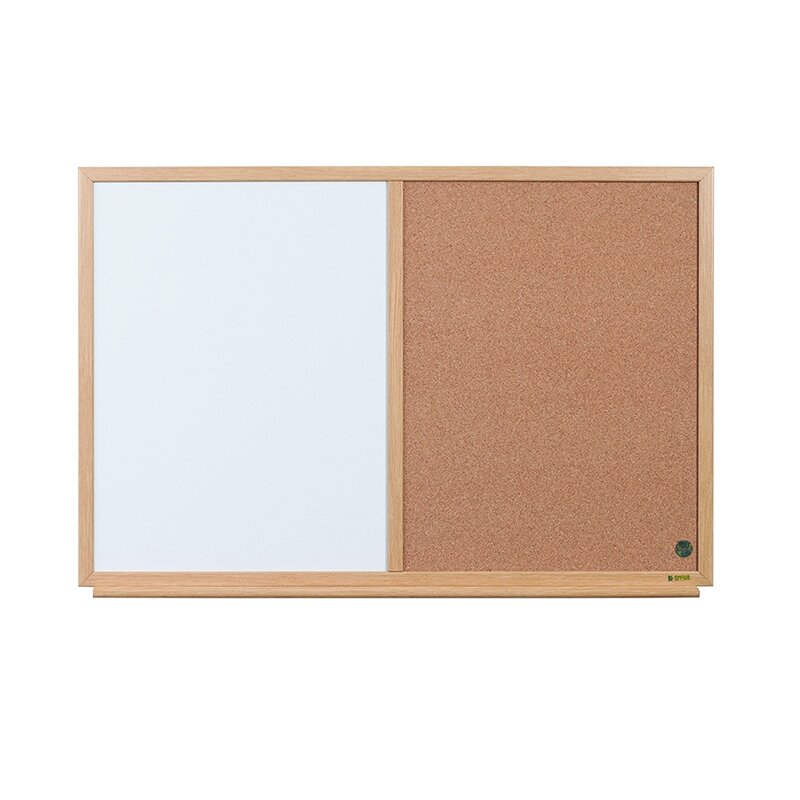 Baltoji magnetinė ir kamštinė lenta BI-OFFICE EARTH Combo 90x60, ąžuolo rėmas 2